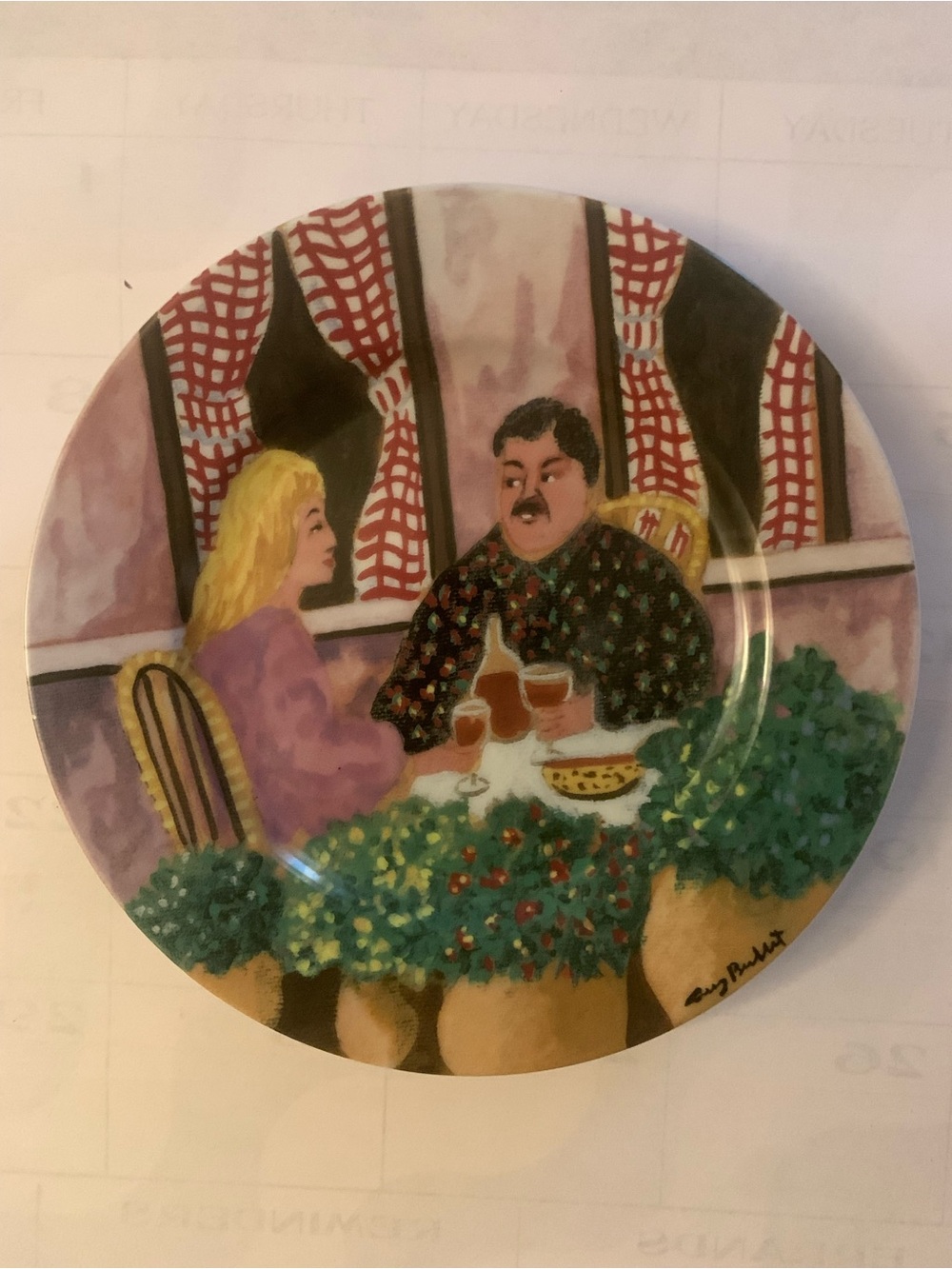 Guy Buffet Collection GBC “Rendez-Vous” signed porcelain salad bread plate.